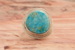 Genuine Kingman Turquoise Sterling Silver Native American Ring